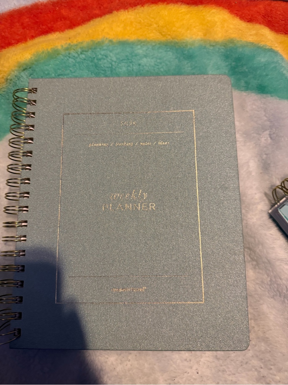 Weekly Planner Notebook in Light Blue with Gold Foil
